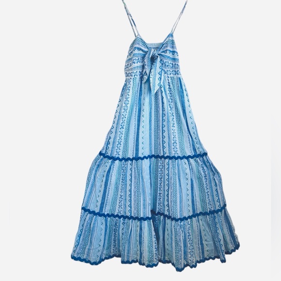 Tori Richard Borderline Zuri Blue Patterned
Cotton Maxi Dress NWT - Picture 3 of 13